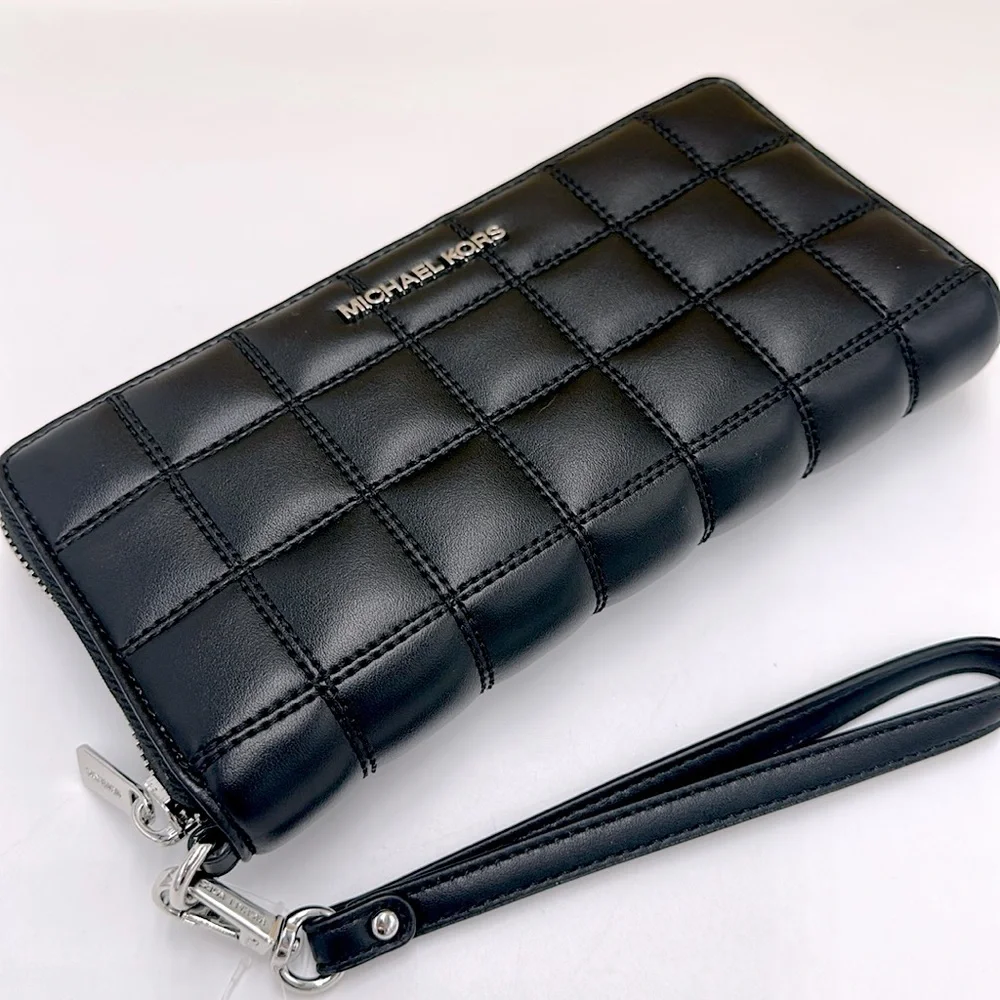 MICHAEL KORS Continental Wristlet Phone Case Wallet Black  NWT